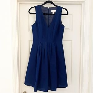 J Crew Sophie silk fit and flare cocktail dress size 2 navy blue
